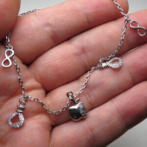 *925 Sterling Silver Multi charm Anklet Bracelet